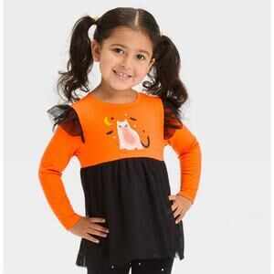 Cat & Jack Halloween Cat Long Sleeve Tunic Top Girls 2T